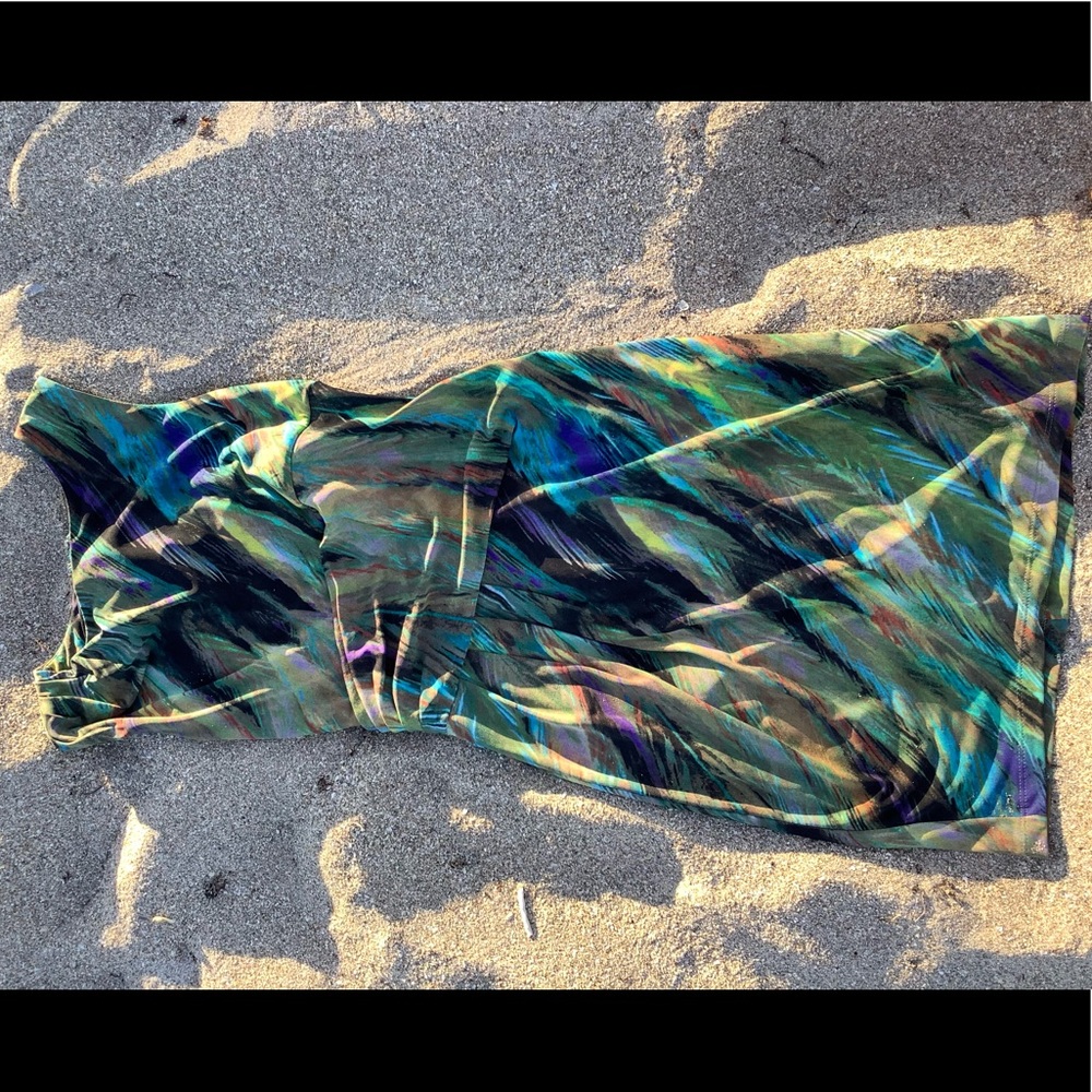 Calvin Klein green blue and black dress